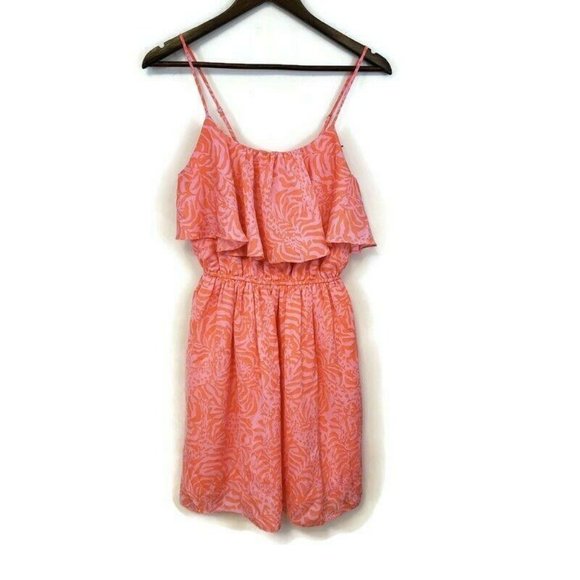 Lilly Pulitzer for Target Womens Pink Orange Tropical Jungle Flounce Dress Sz XS